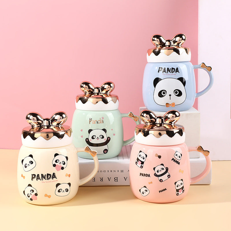 Cartoon Cute Ceramic Mug With Lid