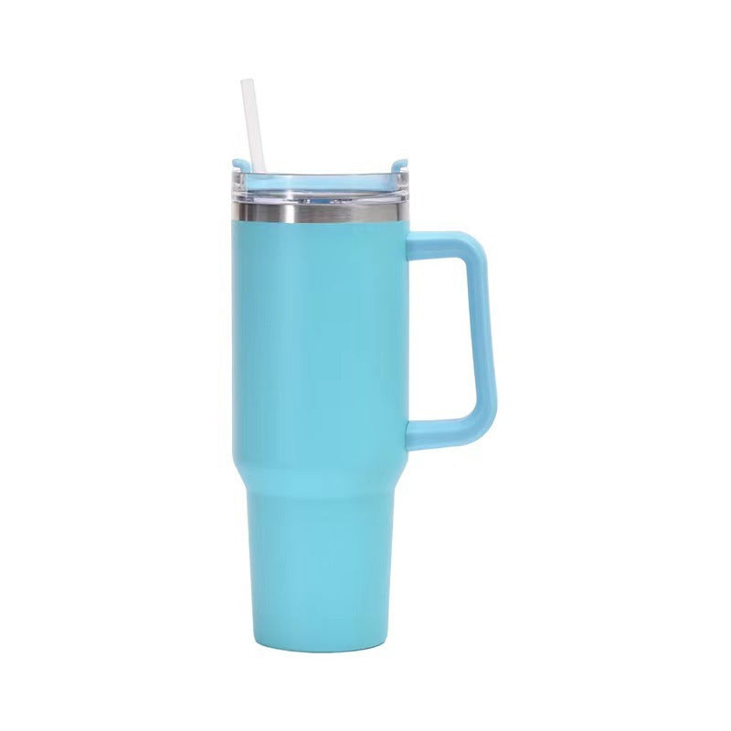 40oz Stainless Steel Straw Coffee Insulation Cup With Handle