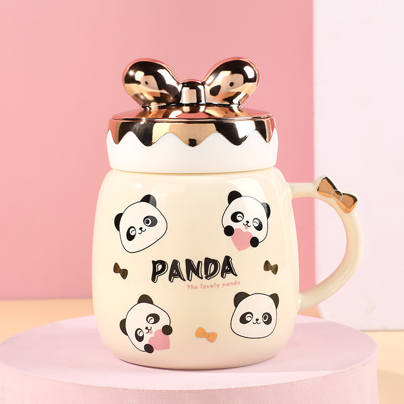 Cartoon Cute Ceramic Mug With Lid