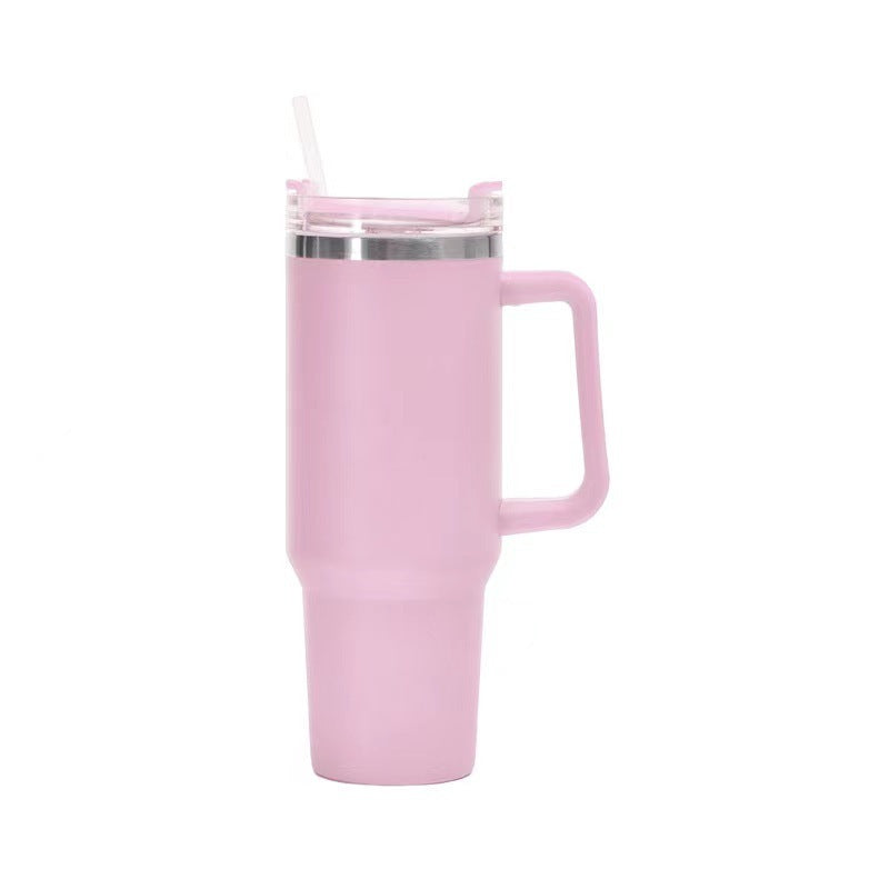 40oz Stainless Steel Straw Coffee Insulation Cup With Handle