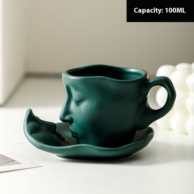 100ml Small Size Creative Person Face Kiss Ceramic Cup