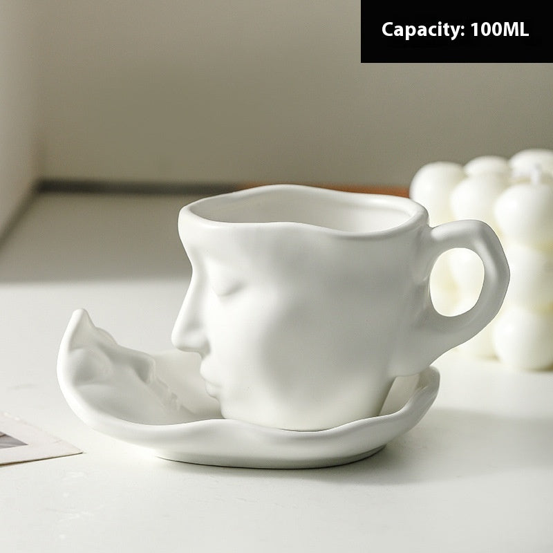 100ml Small Size Creative Person Face Kiss Ceramic Cup