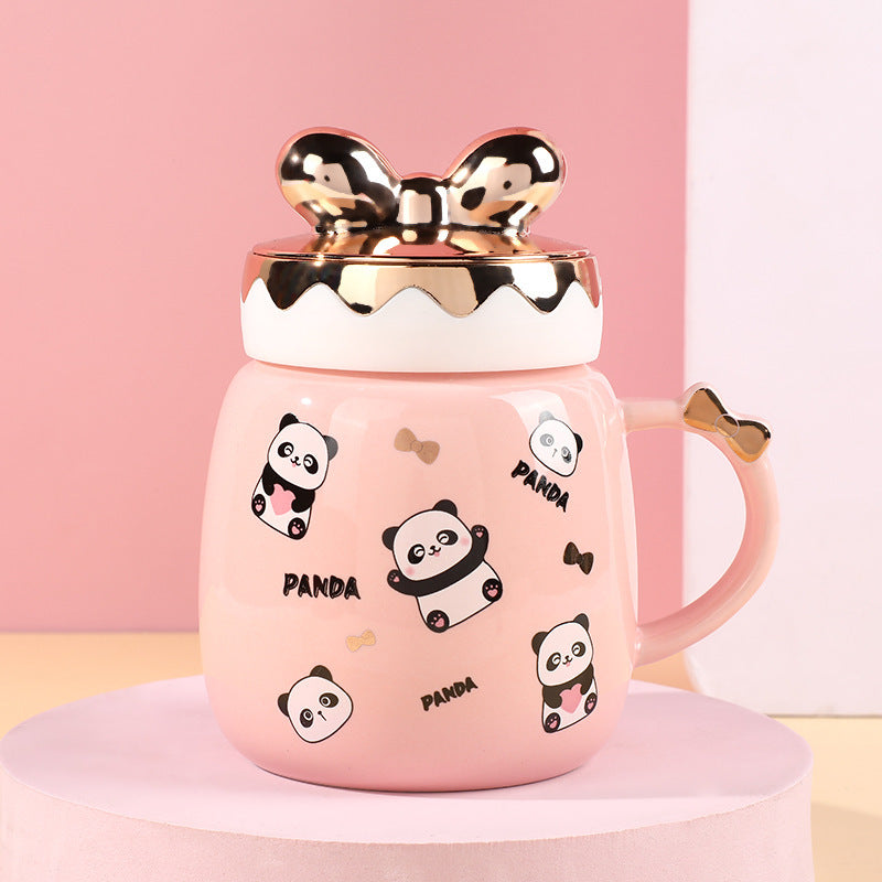 Cartoon Cute Ceramic Mug With Lid