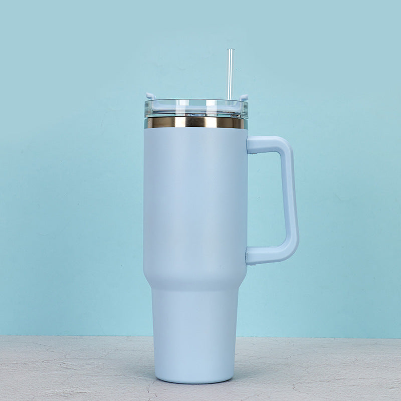 40oz Stainless Steel Straw Coffee Insulation Cup With Handle